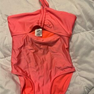 Girls Target Coral Pink One-Piece Swimsuit